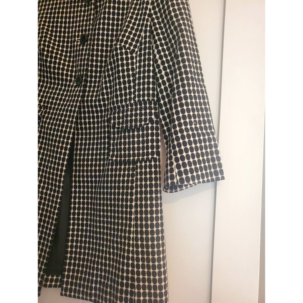 Black White Polka Dot Apostrophe Coat Small Cotton Blend - Picture 2 of 11
